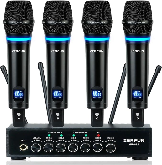 4 Channel Rechargeable Wireless Microphone System(MU-898)