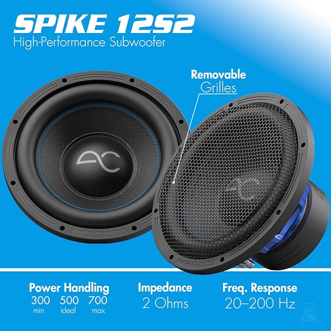 AudioControl Spike Series Car Audio 12" Subwoofer, Premium High-Fidelity, 500 Watt RMS/700 Watt Max, 2 Ohm