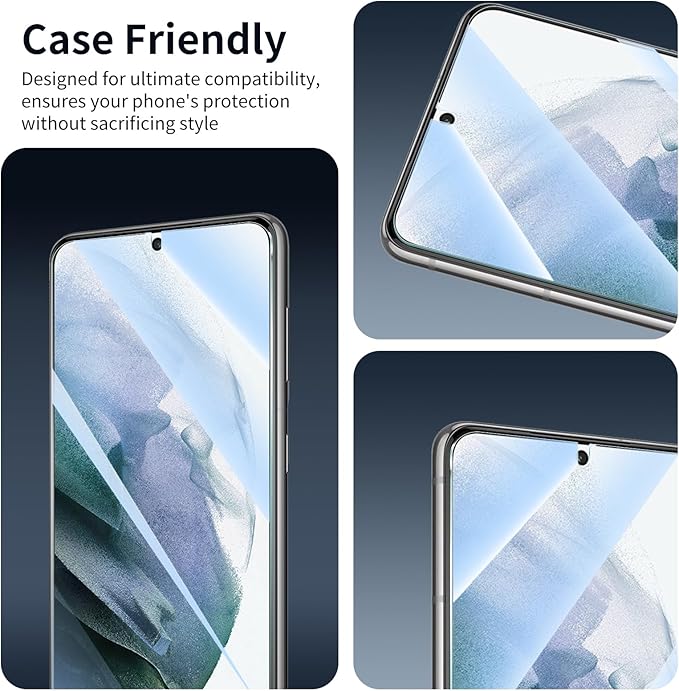 3*Screen Protector and 3*Camera Lens Protector for Samsung Galaxy S21 with a Installation Alignment Aid, Tempered Glass Film, [9H Hardness][Anti-Shatter][Anti-Scratch]