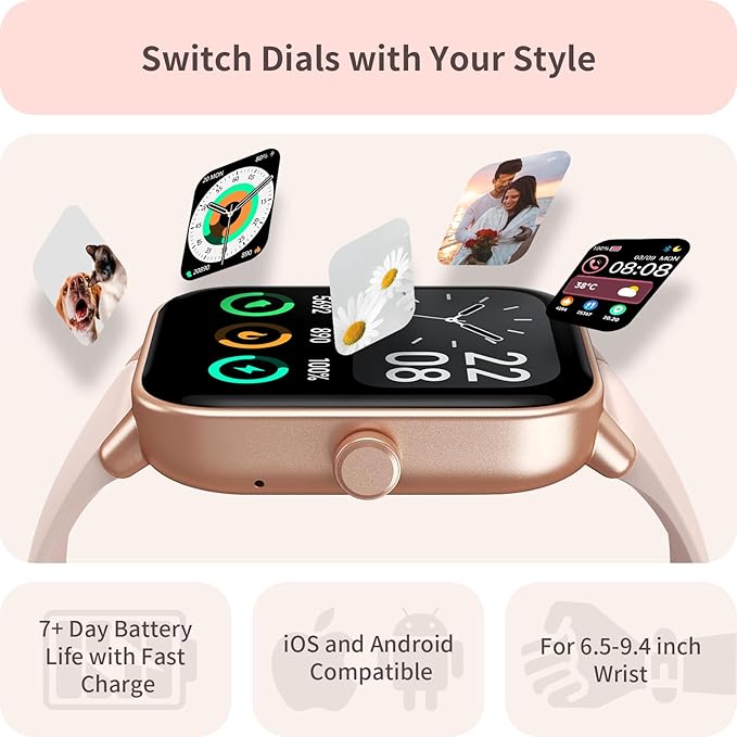 Smart Watch for Women, Alexa Built-in, 1.8" Touch Screen Fitness Tracker, Make/Answer Calls, Heart Rate/Sleep/SpO2 Monitor, Pedometer, IP68 Waterproof Watches for Android iPhone, 101+ Sport Modes