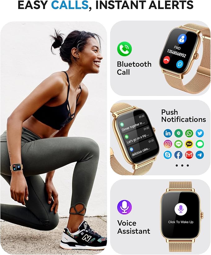 Smart Watches for Women Men (Make/Answer Calls), Steps Counter Fitness Watch for Android iPhone with 120+ Sports, IP68 Waterproof, Sleep Calorie Monitor, Pedometer (Silver)