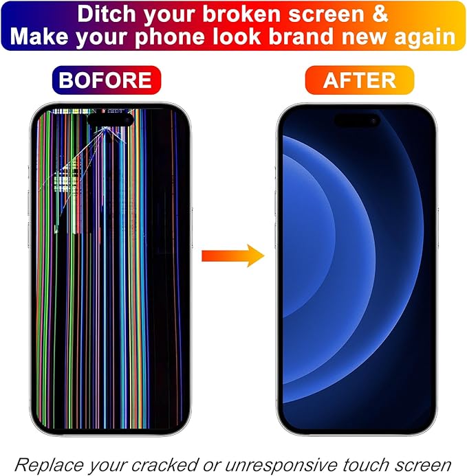 for iPhone 15 Pro Max Screen Replacement 6.7', 3D Touch Display Full Repair kit, Digitizer Assembly with Tools Set, Tempered Glass, Instruction