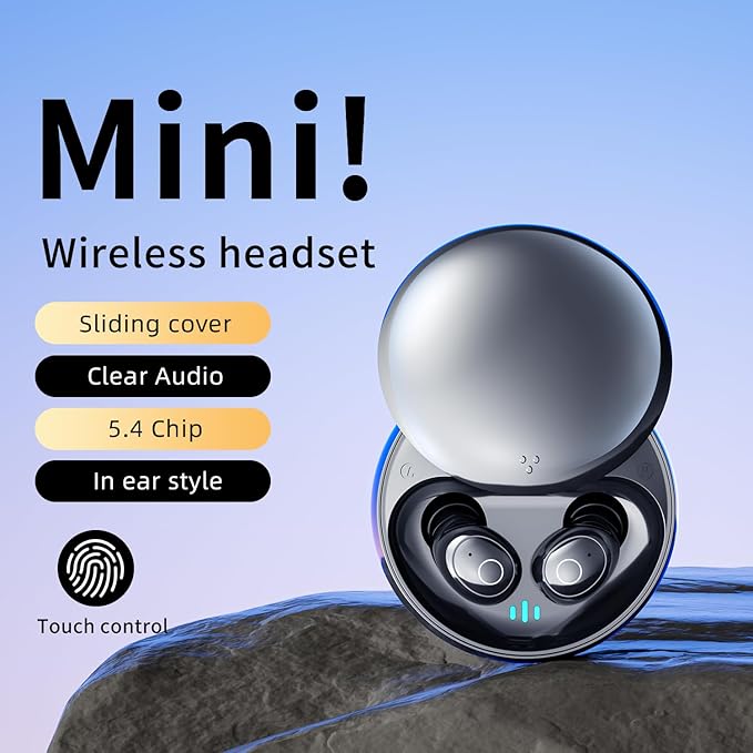 Invisible Mini Sleep Earbuds for Side-Sleepers, Wireless Noise-Canceling Headphones Bluetooth 5.4 with Long Battery Life, Sleep-Friendly Design Sleep Earphones, All-Night Comfort (Jet Black)