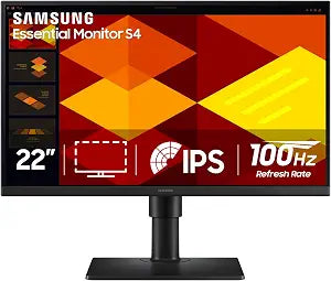 Samsung 22” (S40GD) Borderless Business Monitor with IPS Panel, 100Hz Refresh Rate, Eye Saver Mode, Ergonomic Design, Game Picture Mode, LS22D402GANXGO