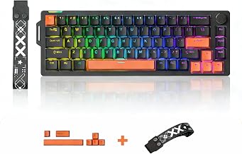 x FURYCUBE 68% Mechanical Gaming Keyboard with RGB Backlit, Wired Keyboard Volume Knob Gasket Mount with PBT Keycaps,Pre-lubed Linear Switches, Hot-Swap Creamy Keyboard, for FPS Games - Image 1