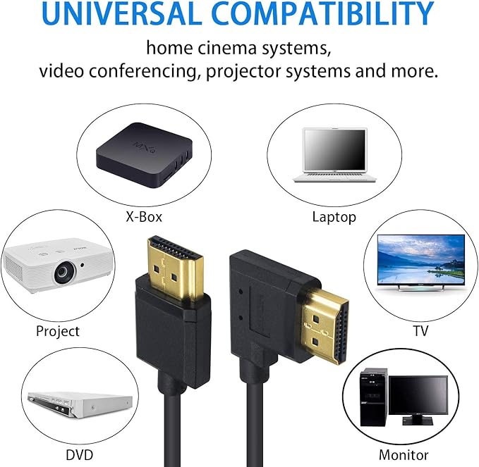 Duttek 4K Coiled HDMI Cable 1FT-4FT, Right Angled HDMI Male to Male Extender Cable for 3D and 4K Ultra HD TV Stick
