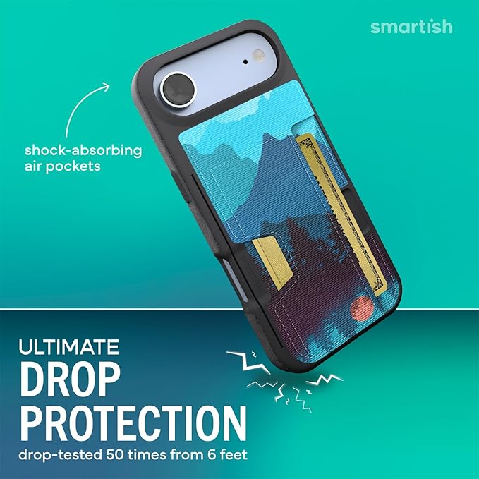 Smartish® iPhone Air Wallet Case - Wallet Slayer Vol. 2 [Slim + Protective] Credit Card Holder w/Kickstand - Drop Tested Hidden Card Slot Cover for Apple iPhone Air - Moving Mountains