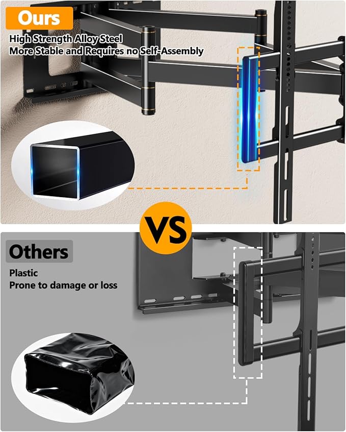FORGING MOUNT Heavy Duty XXL Long Arm TV Wall Mount for 55-120 inch Extra Large TVs, Holds 264 lbs, Full Motion TV Mount with 42" Dual Articulating Arms Swivel,Tilt,12-24” Studs, Max VESA 900x600