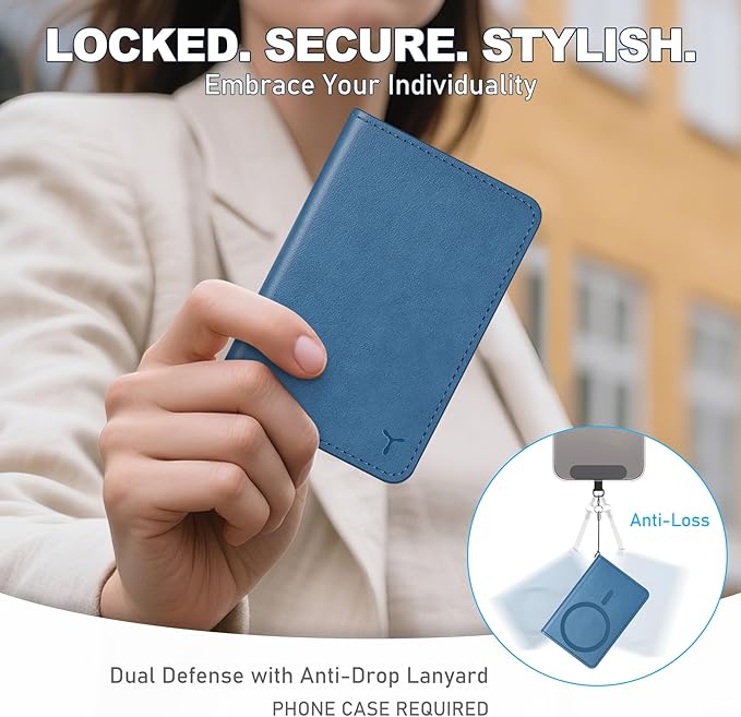 TUCCH for Magsafe Phone Wallet, RFID Blocking [6 Card Slots] [Clear ID Window] PU Leather Folio Women Men Magnetic Card Wallet for iPhone 17 16 15 14 13 12/Pro/Pro Max/Plus/Air, Light Blue