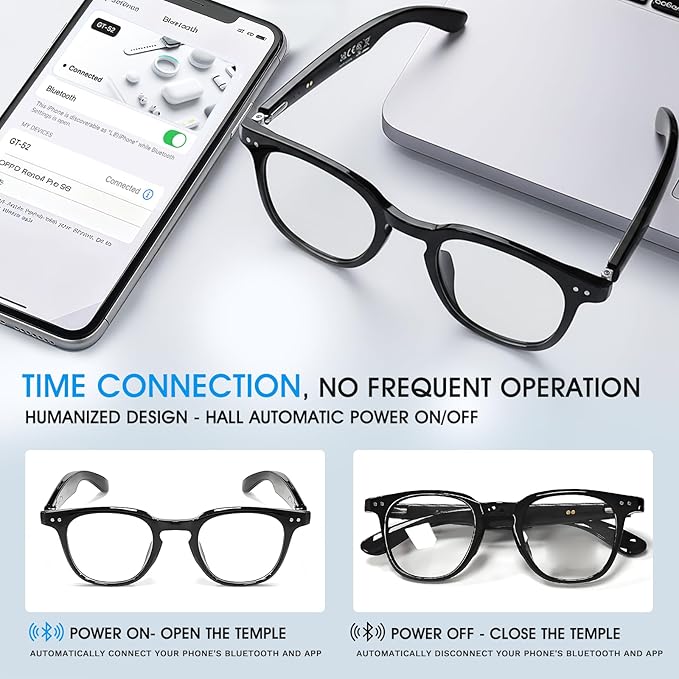 AI Smart Glasses for Men & Women, 140+ Languages AI Translation Glasseswith Open-Ear Stereo Speakers, Indoor/Outdoor Auto-tinting Smart Sunglasses | UV400 Protection & Anti-Blue AI Glasses