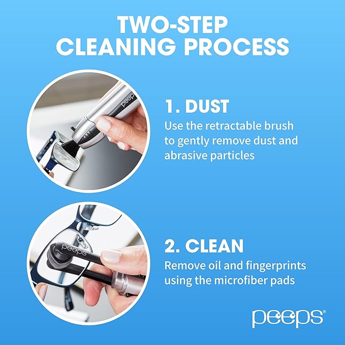 CarbonKlean Peeps Eyeglass Lens Cleaner - Efficient and Durable Carbon Microfiber Technology - Exclusively Used by NASA - 500 Uses (White, 2 Count (Pack of 1))