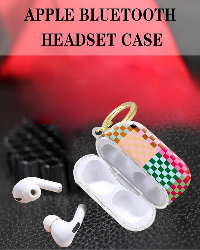 Compatible with Airpod Pro 2nd/1st Generation,360° Full Protection Cover for Girl Women,Hard Case Portable & Shockproof for Airpod Pro 2nd Charging Case 2023/2022/2019(Checkered Colorful)