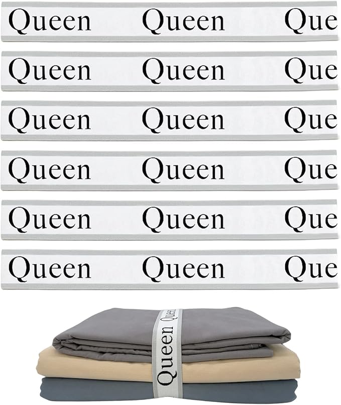 6 Pieces Bed Sheet Organizer Bands, Sheet Organizers and Storage Label Bands, Sheets Organizer for Closet, Sheet Label for Bedding, Sheet Keepers Linen Labels Bedding Bands (Grey, 6Pcs Queen)