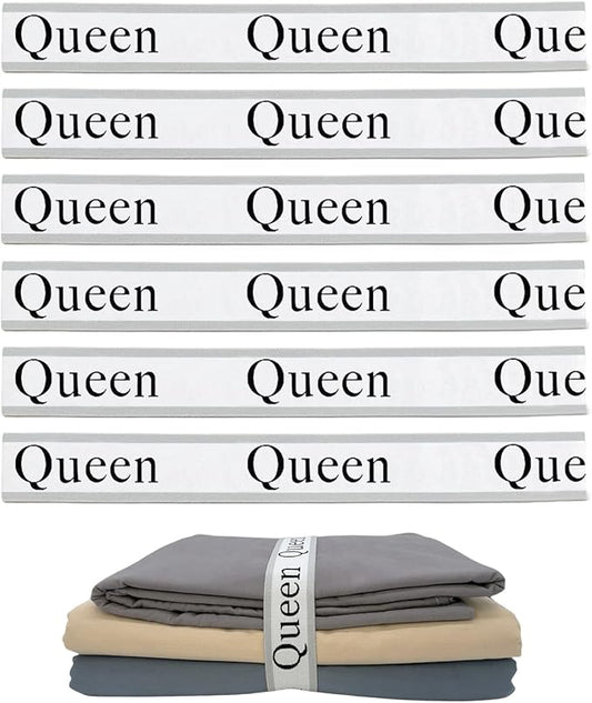 6 Pieces Bed Sheet Organizer Bands, Sheet Organizers and Storage Label Bands, Sheets Organizer for Closet, Sheet Label for Bedding, Sheet Keepers Linen Labels Bedding Bands (Grey, 6Pcs Queen)