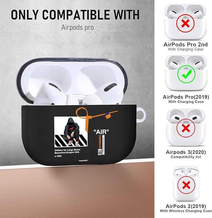 for Airpods Pro Case, Cute Cool Sports Red Shoe Pattern TPU Soft Cases for Airpods Pro Case 1st Gen, Shockproof for Airpods Pro 2019 Case Men Women with Cleaner Kit & Keychain