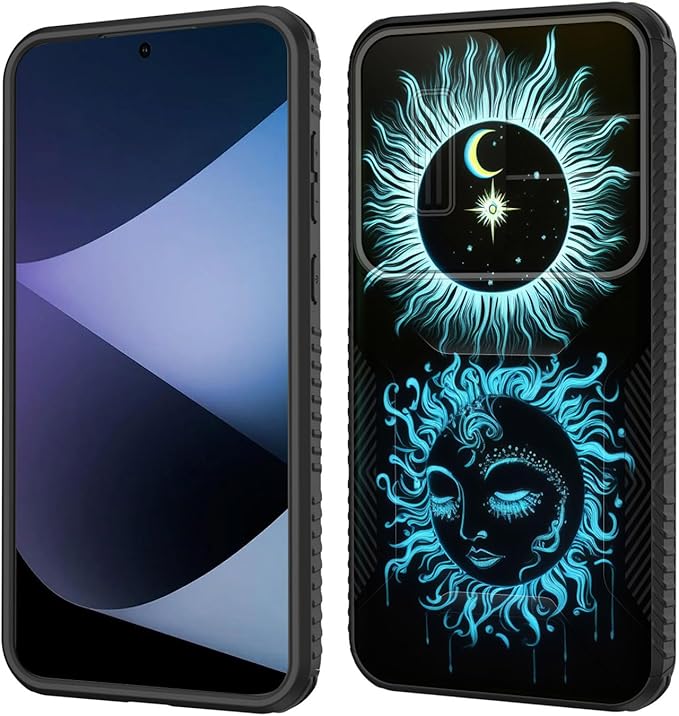 for Galaxy A35 5G Case Built in Slide Camera Lens Cover,Heavy Duty Shockproof Protection Dual Layer Case for Samsung Galaxy A35 5G 6.6 inch 2024,Sun Moon