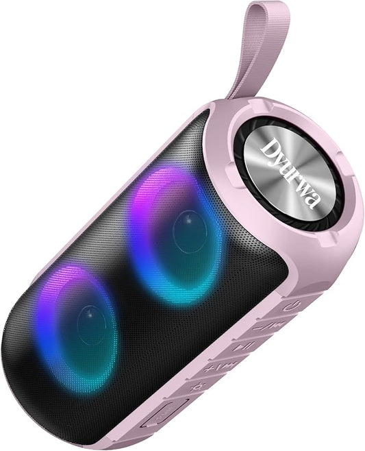 Bluetooth Speaker, 2026 NEW Portable Wireless Speaker, 24W Super Loud,TWS Pairing, Colorful RGB Lights, IPX7 Waterproof, 12H Playtime, HD Call for Outdoor/Home/Party/Beach, White Elephant Gift Pink