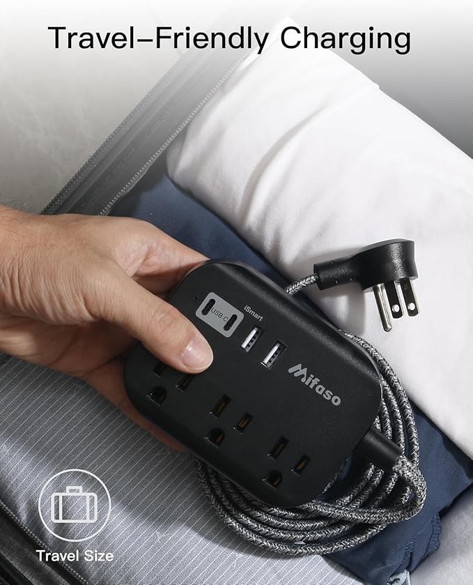 College Dorm Essentials - 15Ft Power Strip with USB Ports, Flat Extension Cord with Multiple Outlets, Desk Accessories USB Charging Station with Non Surge Protector for Cruise Ship, Travel