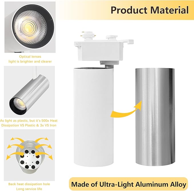Super Brightness 25W 2000lm H Type LED Track Black Lighting Kit System, 3000K Cool White Light Dimmable Brightness，with 26 FT Track Rails, Ceiling Spotlight Fixture with Installation Package