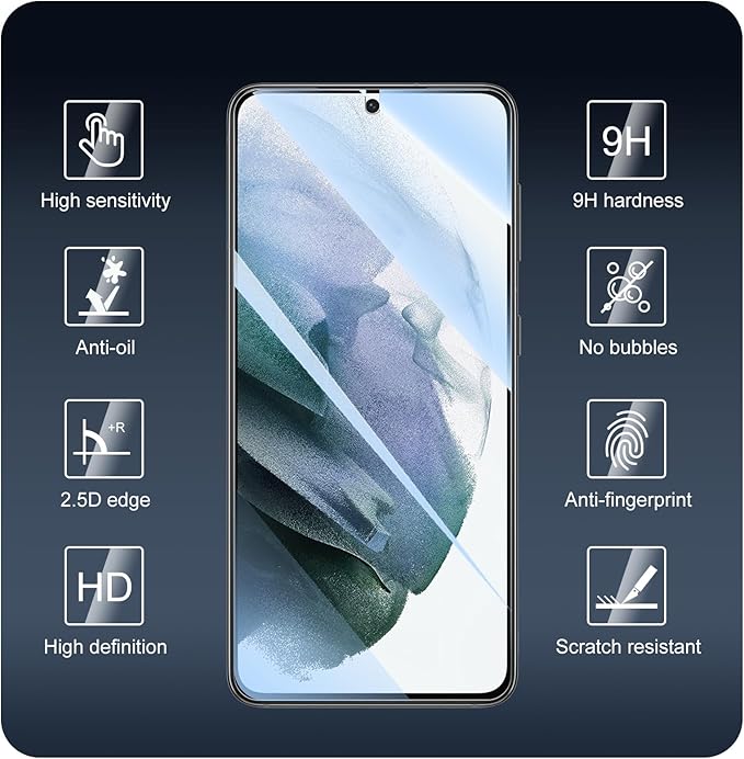 3*Screen Protector and 3*Camera Lens Protector for Samsung Galaxy S21 with a Installation Alignment Aid, Tempered Glass Film, [9H Hardness][Anti-Shatter][Anti-Scratch]