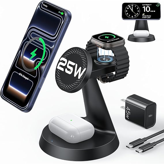 Meifigno 25W Fast 3 in 1 Charging Station for iPhone Duo/18 Pro Max