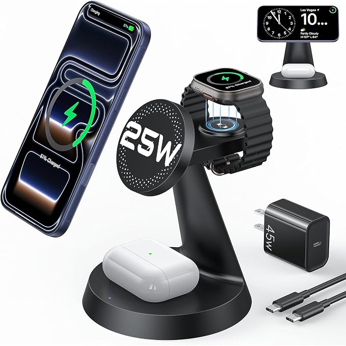 Meifigno 25W Fast 3 in 1 Charging Station for iPhone Duo/18 Pro Max