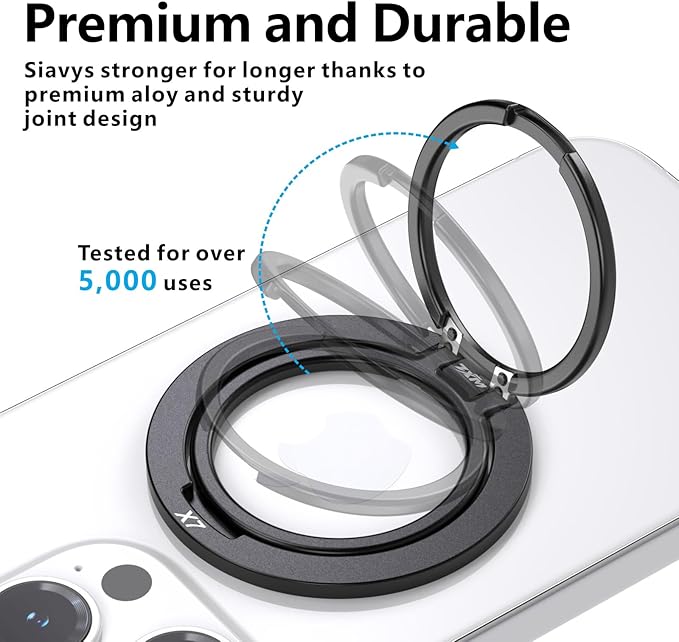 ZXM Magnetic Phone Grip for Magesafe,X7 for Magsafe Ring Stand,Magnetic Cellphone Ring Holder with Kickstand for iPhone 17 16 15 14 Air Pro Max Plus&Huawei,Samsung (Black)
