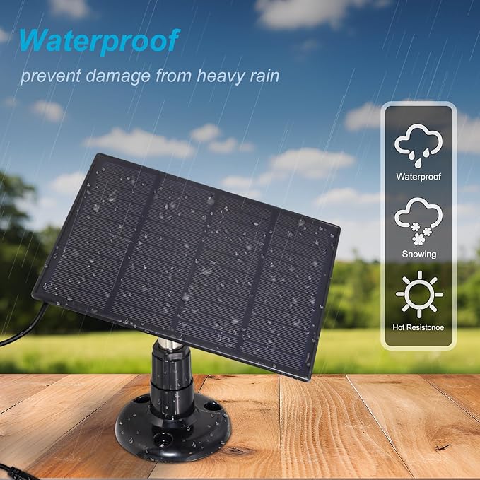 KBT 12V 3W Waterproof Solar Panel with Type-C Port & DC3.5mm Port & Adjustable Bracket, Portable Solar Charger for Rechargeable Battery, Hunting Camera Outdoor, Deer Game Feeder, Electric gate, Lamp