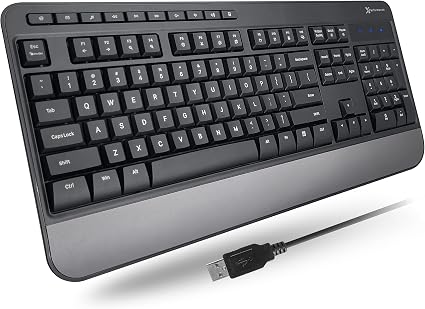 X9 Wired Ergonomic Keyboard - Comfortable Typing - Ergonomic Full Size USB Keyboard with Wrist Rest, Number Pad, Multimedia and 114 Keys - External Computer Keyboard for Laptop, Desktop and Office PC