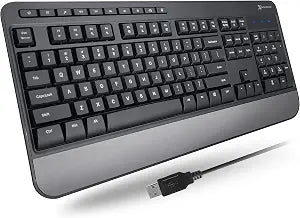 X9 Wired Ergonomic Keyboard - Comfortable Typing - Ergonomic Full Size USB Keyboard with Wrist Rest, Number Pad, Multimedia and 114 Keys - External Computer Keyboard for Laptop, Desktop and Office PC