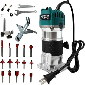 Wood Router,Electric Compact Wood Routers Tool for Woodworking,800W Hand Trimmer Laminate Milling Engraving Hand Machine Joiner Tool Electric,with 15PC 1/4" Router Bit Set, Slotting Trimming Carving