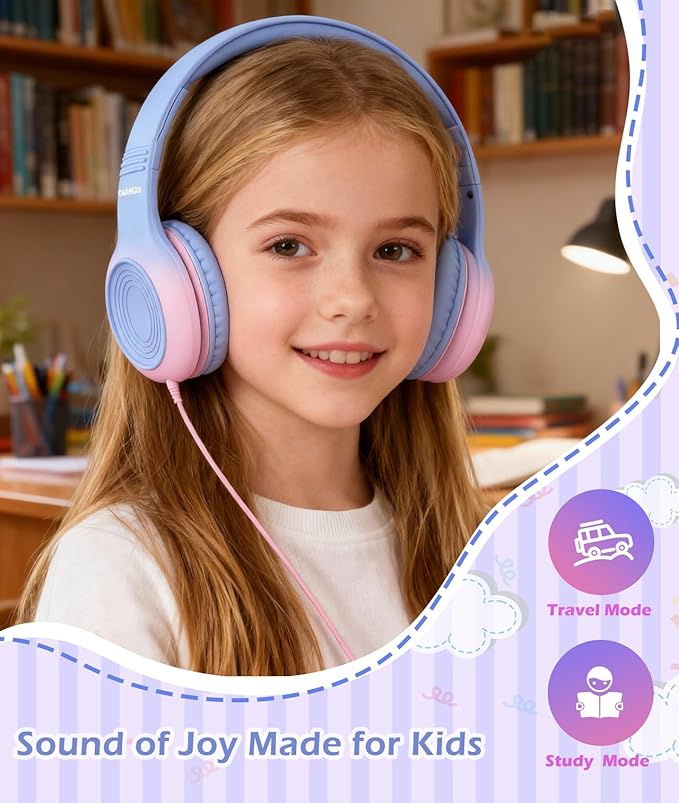 Upgrade USB Type C Kids Headphones, Wired Headphones for Kids with Microphone for Boys Girls, Adjustable 85dB/94dB Volume Limited