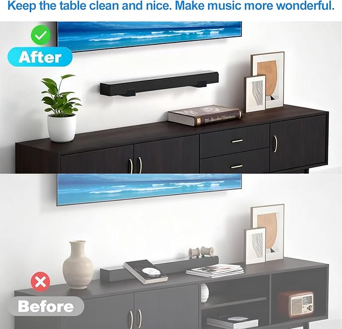 Soundbar Wall Mount,All Metal Sound Bar Mounts Under TV for Sonos,Samsung, Bose, Vizio, LG, Sony, JBL and More,Depth Adjustable 3.7”-6.3”, Hold up to 30 lbs,HD-118,2 Packs,Black