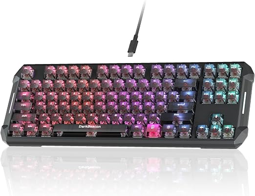 DarkBeacon Blade87 TKL Mechanical Keyboard with Silent Switches, Quiet Typing 87 Keys, Hot Swappable, Gasket Structure, 8000Hz, N-Key Rollover, RGB Backlit, USB Wired Gaming Keyboards for Win/Mac
