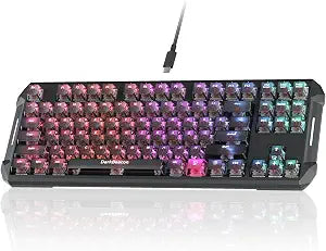 DarkBeacon Blade87 TKL Mechanical Keyboard with Silent Switches, Quiet Typing 87 Keys, Hot Swappable, Gasket Structure, 8000Hz, N-Key Rollover, RGB Backlit, USB Wired Gaming Keyboards for Win/Mac