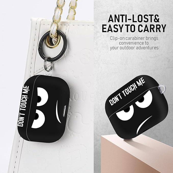 Compatible with Airpods Pro 3 Case(2025),Don't Touch Me for Airpods Pro 3rd Generation Cases Cover with Lanyard Soft Silicone Cute Shockproof Cover for Women Men,Black