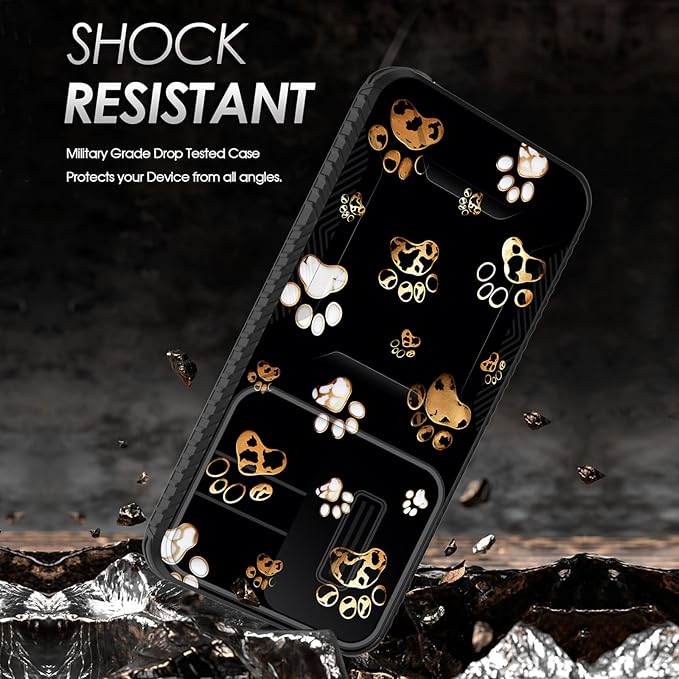 for Galaxy S25 Plus Case Built in Slide Camera Lens Cover,Heavy Duty Shockproof Protection Dual Layer Case for Samsung Galaxy S25 Plus 6.7" 2025,Cute Dog Paw Prints