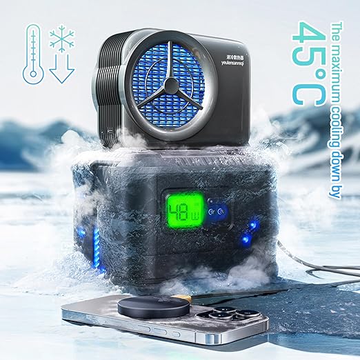 Magnetic Phone Cooler, Phone Cooler Phone, pad Cooler, Phone Radiator with Liquid Cooling,Freeze in 15s, noiseless Cooling,for Phone/Tablet/Pad (Don't Support Wireless Charging)