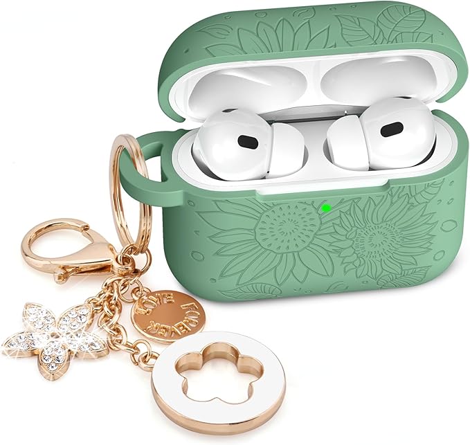 Case for Airpods Pro 1st 2nd Generation - VISOOM Airpods Pro 1/2 Cases Cover Women Silicone iPod Pro 2 Earbuds Wireless Charging Case Girl Bling Keychain for Apple Airpod Gen Pro 2