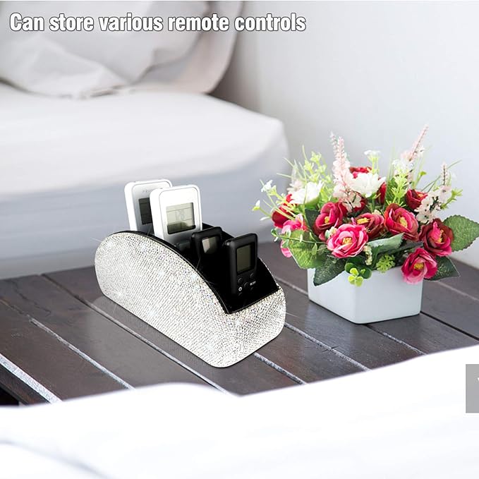 KEYPOWER Bling Rhinestone Makeup Cosmetic Jewelry Organizers Drawer & Remote control Holder(White)