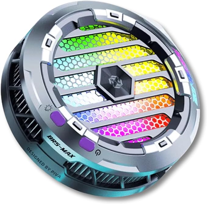 PIVA RGB TEC 30W High-Power Magnetic Game Cooler – RGB Lighting, 3-Speed Fan, Magnetic Suction Radiator for Tablets & Phones