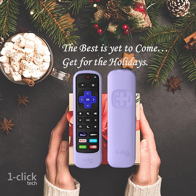 [w/Cover] 1-clicktech for【Roku TV, Roku Box】 2-in-1 for TCL Hisense ONN. All Built-in Roku TV, and for Roku 1/2/3/4 Express Ultra LT HD XDS (Remote + Purple Cover)