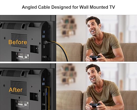 CableCreation 10ft 4K HDMI Cable - Right Angle 90 Degree, Male to Male Cable for Ultra HD 4K@60Hz, 3D Video - 2-Year Warranty