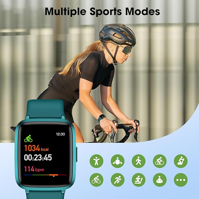 Fitness Tracker Watch with Heart Rate Monitor, Activity Tracker with Pedometer, Sleep Monitor, Calories & Step Counter, IP68 Waterproof Smart Watches for Women Men Fitness Watch for Sports