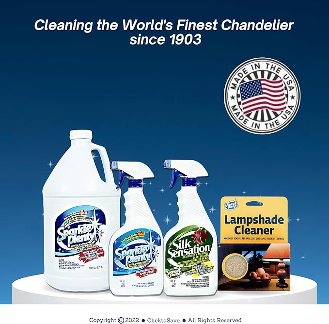 Sparkle Plenty Chandelier Cleaner Drip Dry Spray No Wipe -Dust Remover & Streak Free Glass Cleaner Spray for Chandelier Crystals &Window Screen Surface -Versatile Household Cleaning Supplies(1 Gallon)