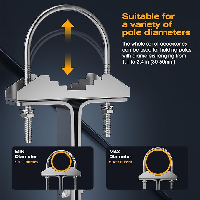 24 Inch Antenna Wall Mount Stainless Steel Stand Off Wall Mast Mount Clamps Windproof Antenna Mounting Bracket (24 inch)