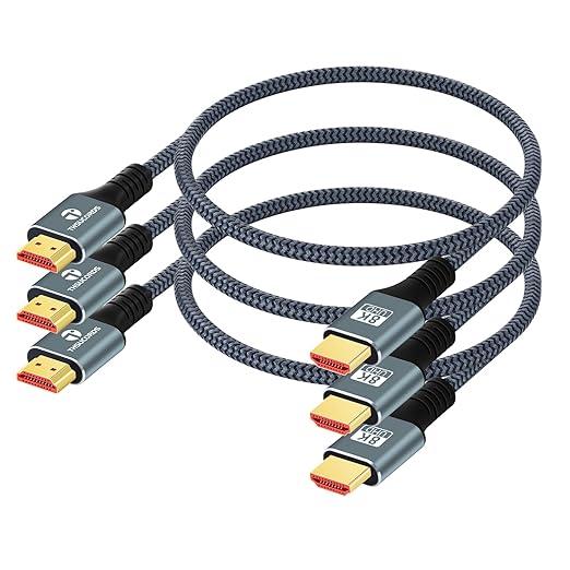 8K 4K HDMI Cable 1M 3 Pack, High Speed Braided HDMI to HDMI 2.1 Cable Supports 8K@60Hz, 4K@120Hz 144Hz 48Gbps Compatible with PS5/HDTV/Blu-ray/Roku TV