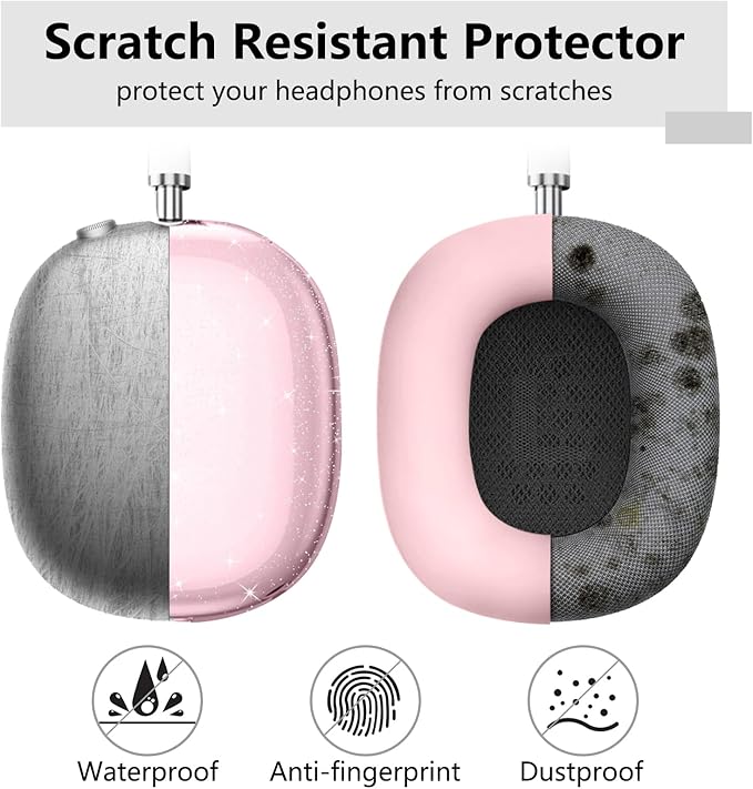 for AirPods Max case Cover,Anti-Scratch Ear Pad Case Cover/Ear Cups Cover/Headband Cover for AirPods Max. Clear Soft TPU and Silicone,Skin Scratch Proof.