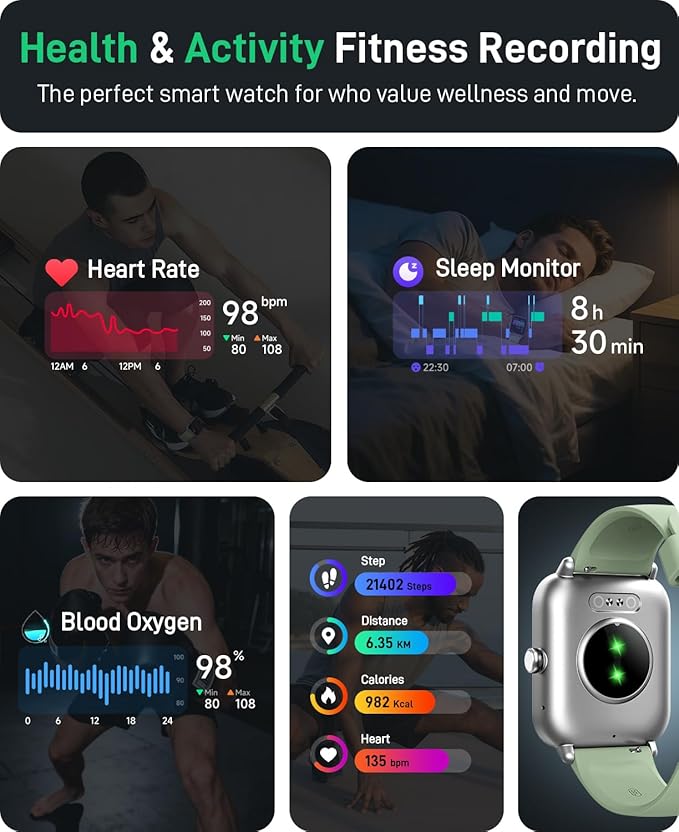 Smart Watch (Android & iPhones), 1.85" HD Alexa Built-in Smart Wacthes for Women Men With Heart Rate Monitor, Sleep/Step Tracker, 120+ Sport Modes Fitness Watch for Women, IP68 Waterproof Watch
