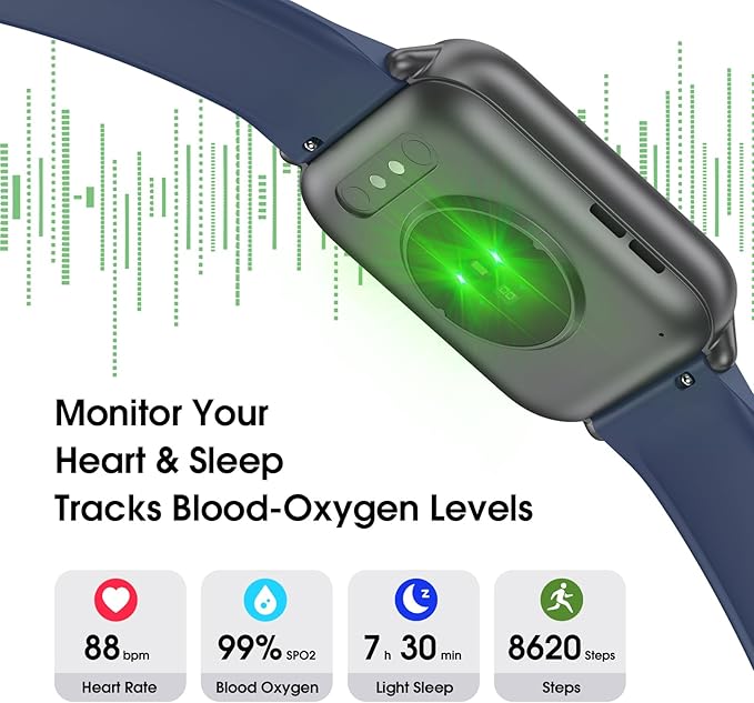 Smart Watch (Answer/Make Call) for Women Men, Fitness Tracker with Heart Rate, Blood Oxygen, Sleep Tracker, IP68 Waterproof Fitness Watch Step Calorie Counter Pedometer Compatible iPhone & Android